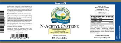 Photo of the Nature's Sunshine N-Acetyl Cysteine label