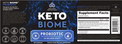 Label of Keto BIOME Probiotic