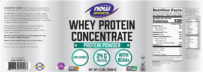 Photo of the NOW Sports Whey Protein Concentrate Unflavored label