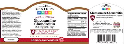 Photo of the 21st Century Glucosamine 250 mg Chondroitin 200 mg label