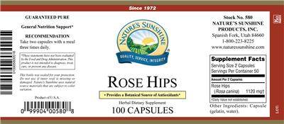 Photo of the Nature's Sunshine Rose Hips label