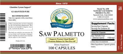Photo of the Nature's Sunshine Saw Palmetto label
