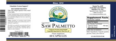 Photo of the Nature's Sunshine Saw Palmetto Concentrated label