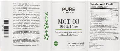 Photo of the PureFormulas MCT Oil label