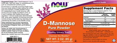 Photo of the NOW D-Mannose Pure Powder label