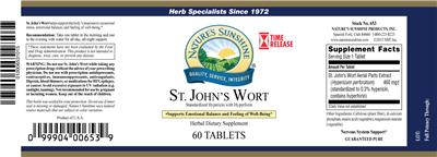 Photo of the Nature's Sunshine St. John's Wort Time Release label