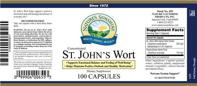Photo of the Nature's Sunshine St. John's Wort Concentrated label