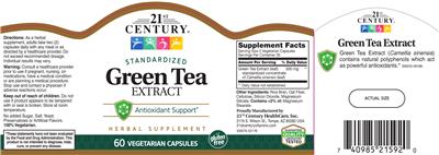 Photo of the 21st Century Green Tea Extract label