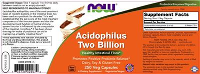 Photo of the NOW Acidophilus Two Billion label