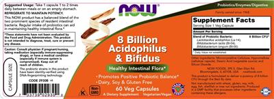 Photo of the NOW 8 Billion Acidophilus & Bifidus label