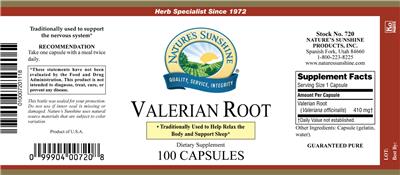 Photo of the Nature's Sunshine Valerian Root label