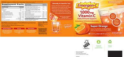 Photo of the Emergen-C 1,000 mg Vitamin C Super Orange label