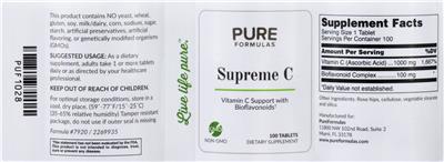 Photo of the PureFormulas Supreme C label