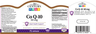 Photo of the 21st Century Co Q-10 60 mg label
