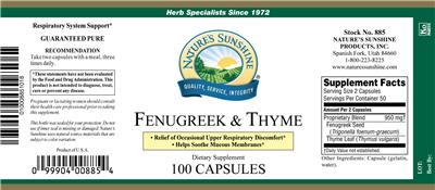Photo of the Nature's Sunshine Fenugreek & Thyme label