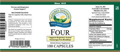 Photo of the Nature's Sunshine Four label