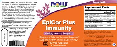 Photo of the NOW EpiCor Plus Immunity label