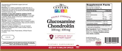 Photo of the 21st Century Glucosamine 500 mg Chondroitin 400 mg label