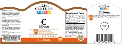 Photo of the 21st Century C 250 mg label