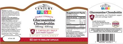 Photo of the 21st Century Glucosamine 500 mg Chondroitin 400 mg label