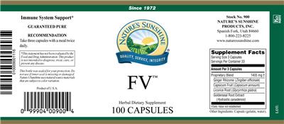 Photo of the Nature's Sunshine FV label