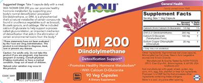 Photo of the NOW DIM 200 label