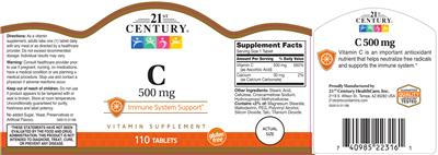 Photo of the 21st Century C 500 mg label