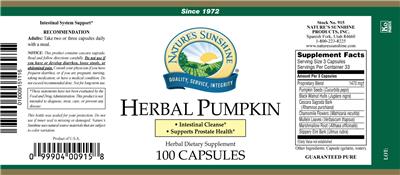 Photo of the Nature's Sunshine Herbal Pumpkin label