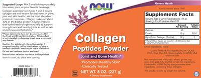 Photo of the NOW Collagen Peptides Powder label