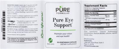 Photo of the PureFormulas Pure Eye Support label