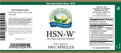 Photo of the Nature's Sunshine HSN-W label