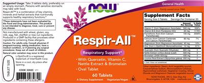 Photo of the NOW Respir-All label