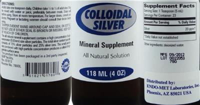 Photo of the Endo-met Laboratories Colloidal Silver label