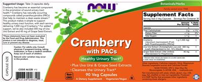 Photo of the NOW Cranberry with PACs label
