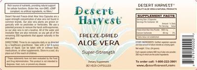 Photo of the Desert Harvest Freeze-Dried Aloe Vera label