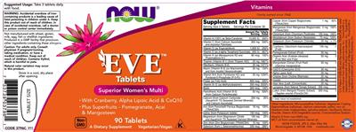 Photo of the NOW Eve Tablets label