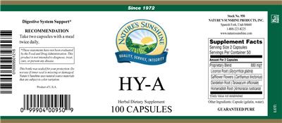 Photo of the Nature's Sunshine HY-A label