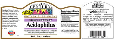 Photo of the 21st Century High Potency Acidophilus label