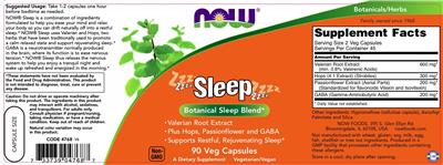Photo of the NOW Sleep label