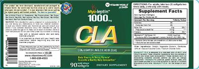 Photo of the Vitamin World Myo-Leptin 1000 mg CLA label
