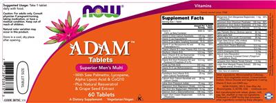 Photo of the NOW Adam Tablets label