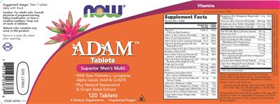 Photo of the NOW Adam Tablets label