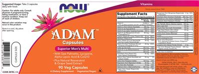 Photo of the NOW Adam Capsules label