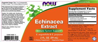 Photo of the NOW Echinacea Extract label