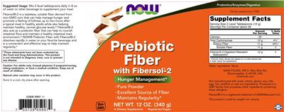 Photo of the NOW Prebiotic Fiber with Fibersol-2 label