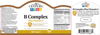 Photo of the 21st Century B Complex plus Vitamin C label
