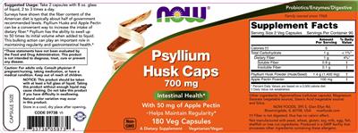 Photo of the NOW Psyllium Husk Caps 700 mg label