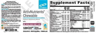 Photo of the XYMOGEN ActivNutrients Chewable Natural Mixed Berry Flavor label