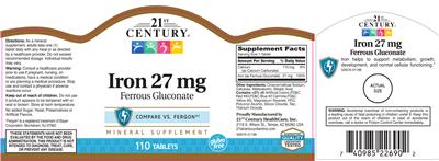 Photo of the 21st Century Iron 27 mg label