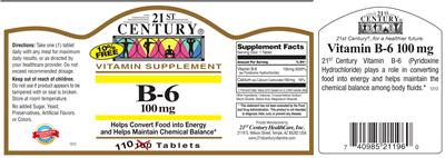 Photo of the 21st Century B-6 100 mg label